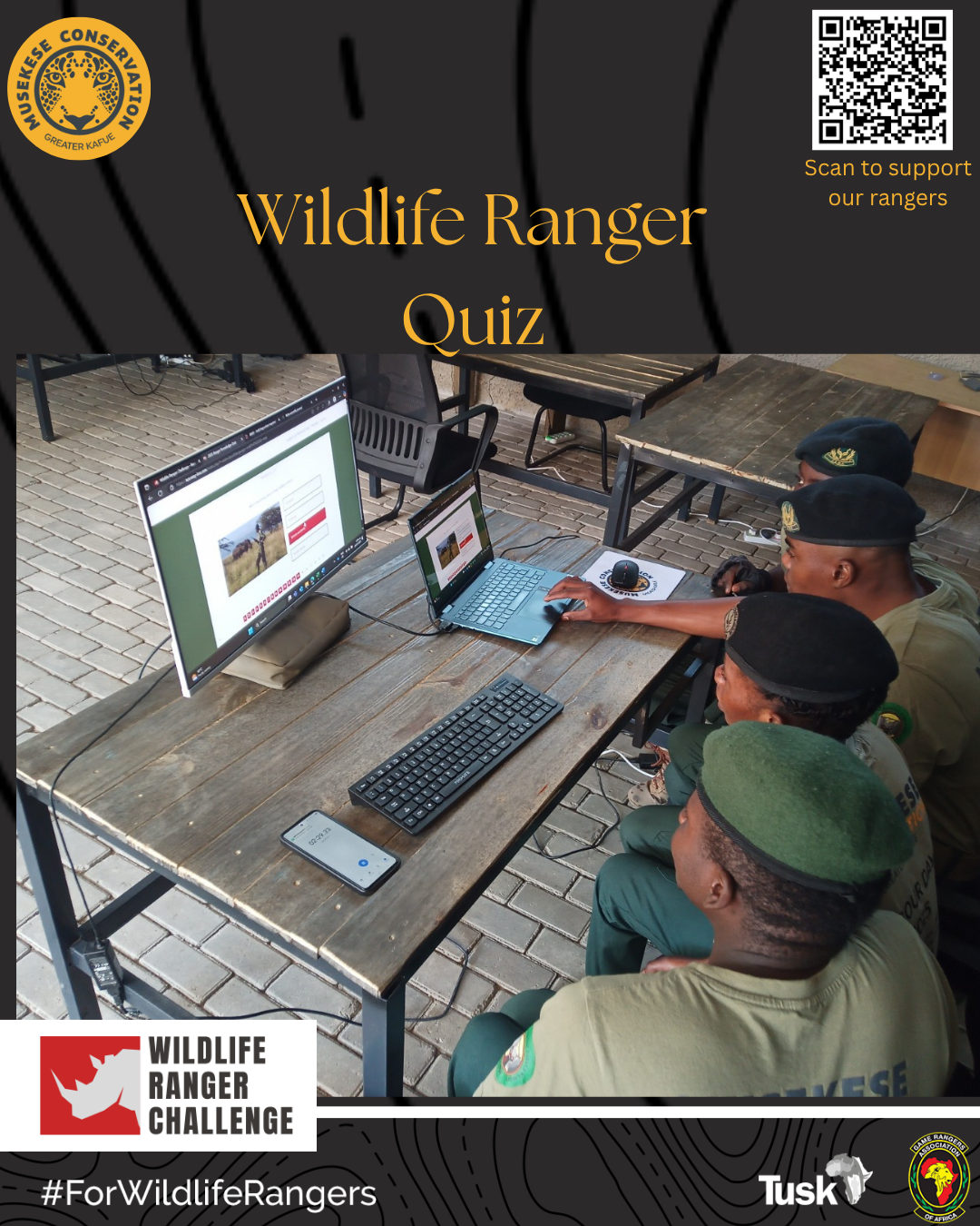 Rangers from Musekese Conservation taking on the World Ranger Challenge Knowledge Quiz!