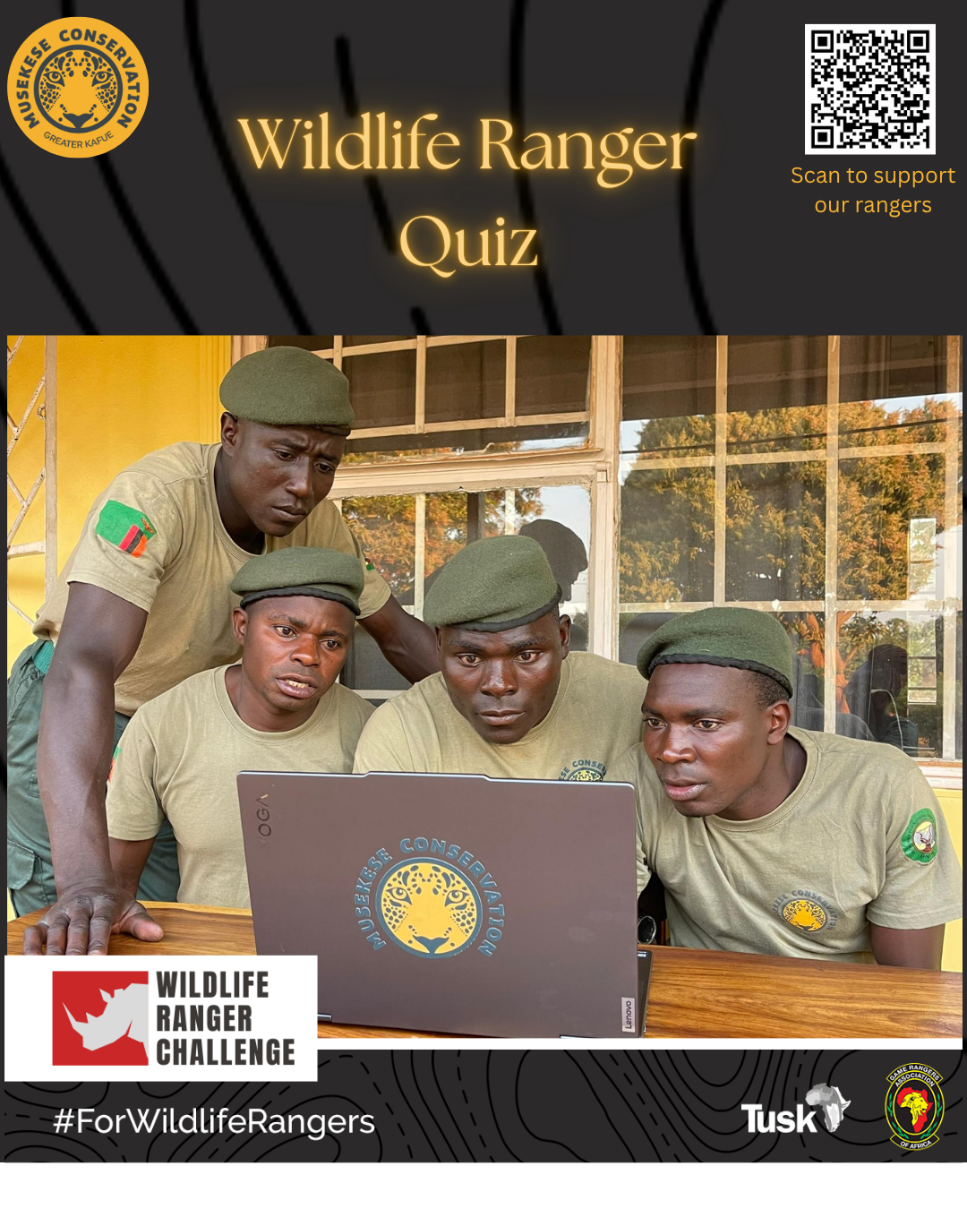 Rangers from Musekese Conservation taking on the World Ranger Challenge Knowledge Quiz!