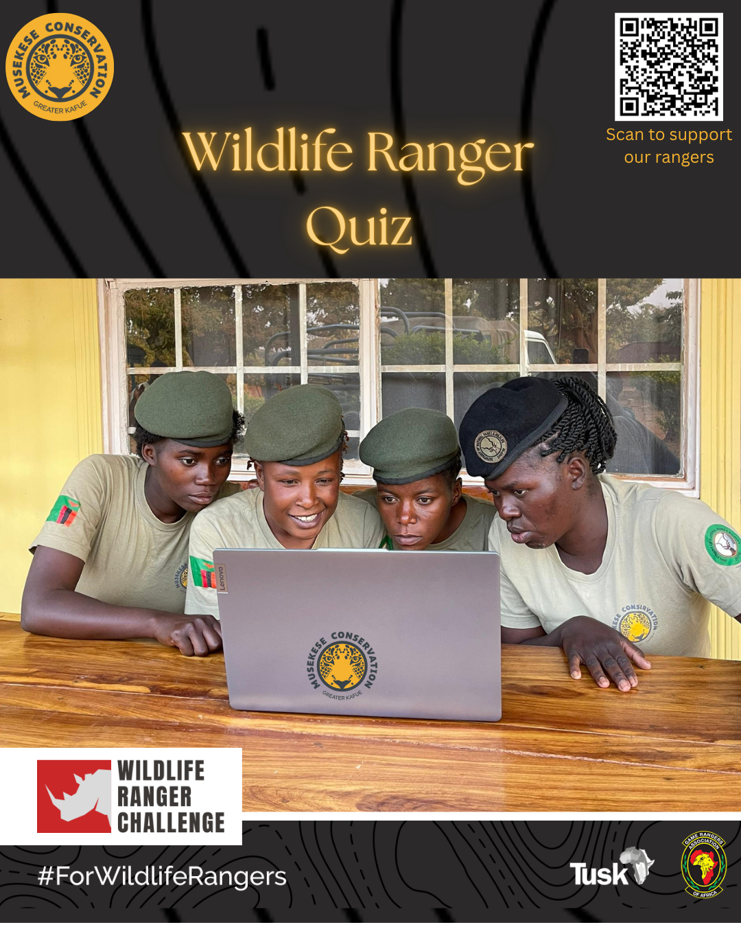 Rangers from Musekese Conservation taking on the World Ranger Challenge Knowledge Quiz!