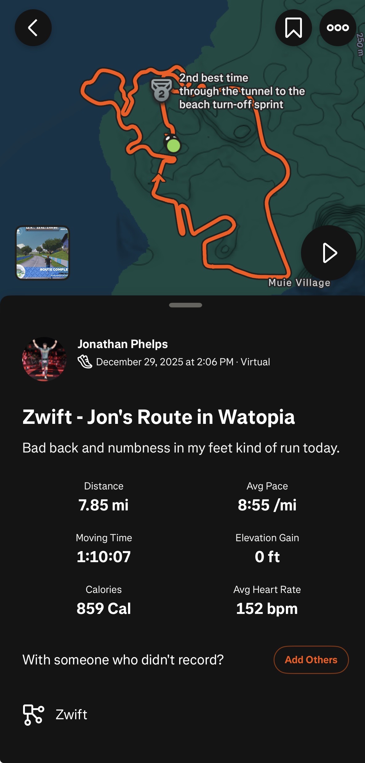 Zwift - Jon's Route in Watopia